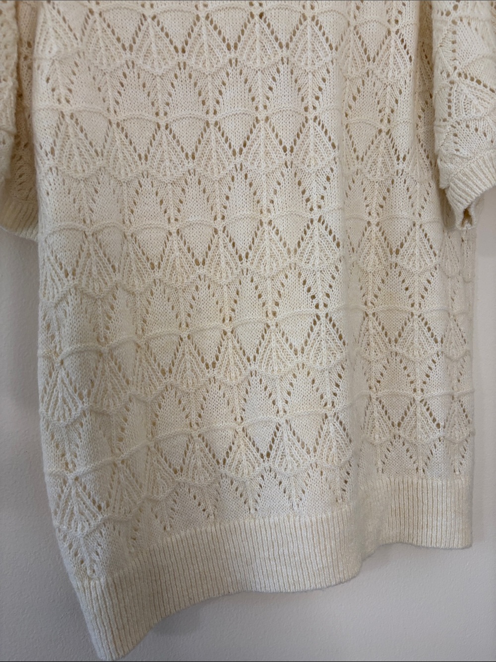 Marine Layer Rebecca Sweater Polo Fall 2025 Cream Pointelle Puff Sleeve Fuzzy XL - Picture 11 of 13